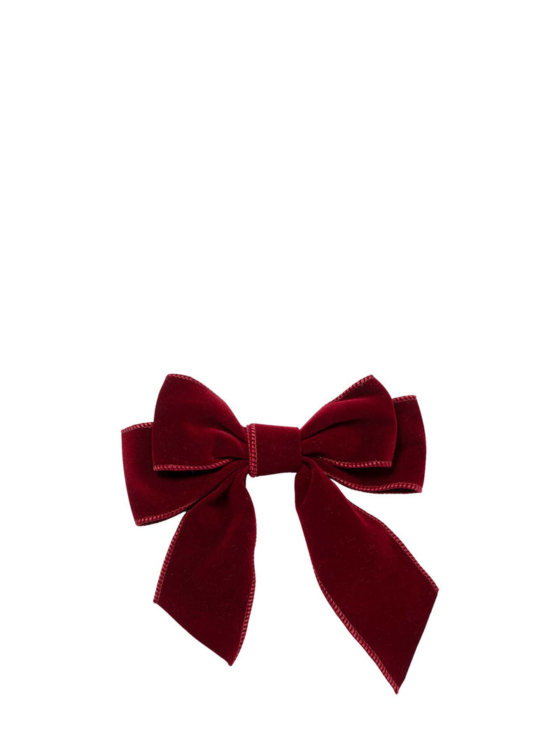 Velvet bows with clip set of 2, burgundy