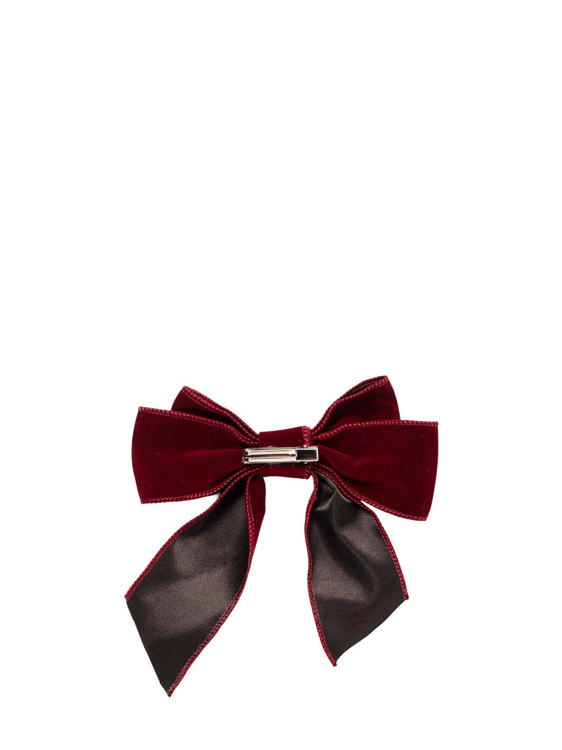 Velvet bows with clip set of 2, burgundy