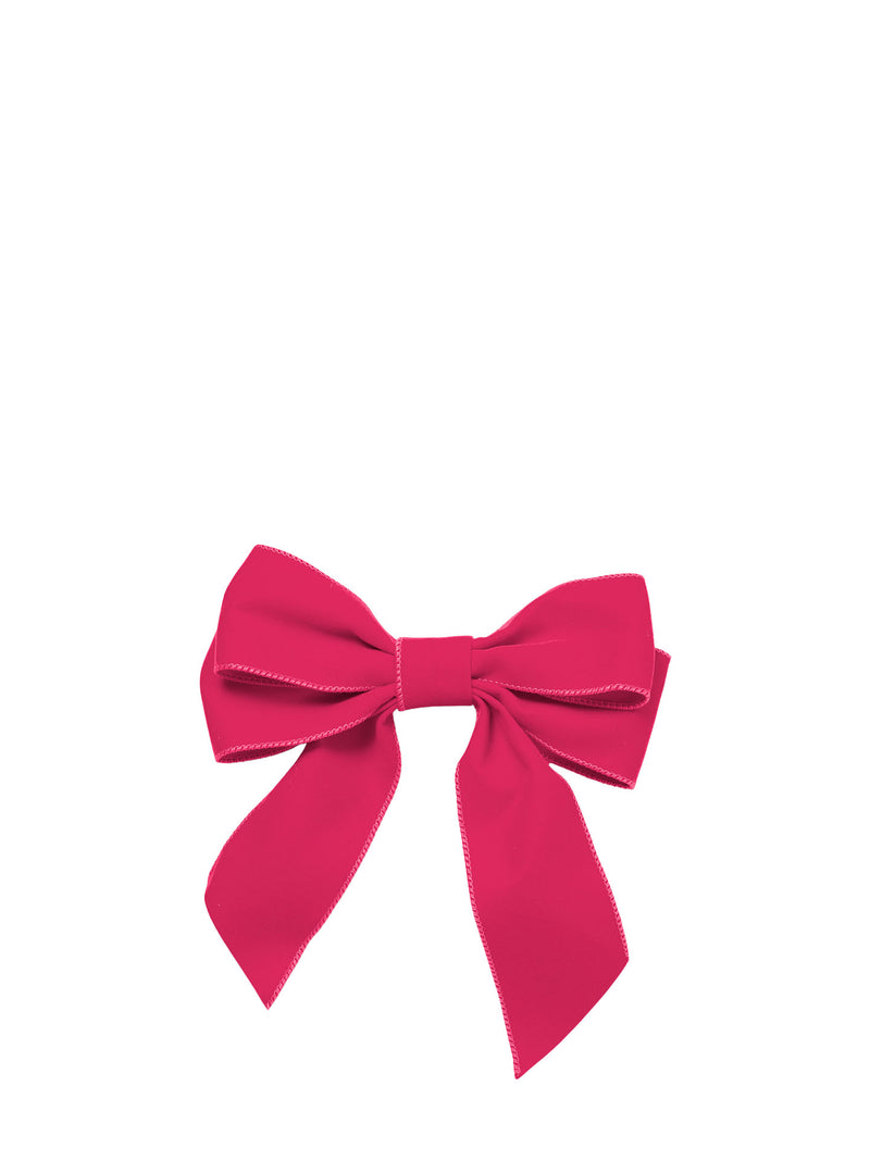 Velvet bows with clip set of 2, pink