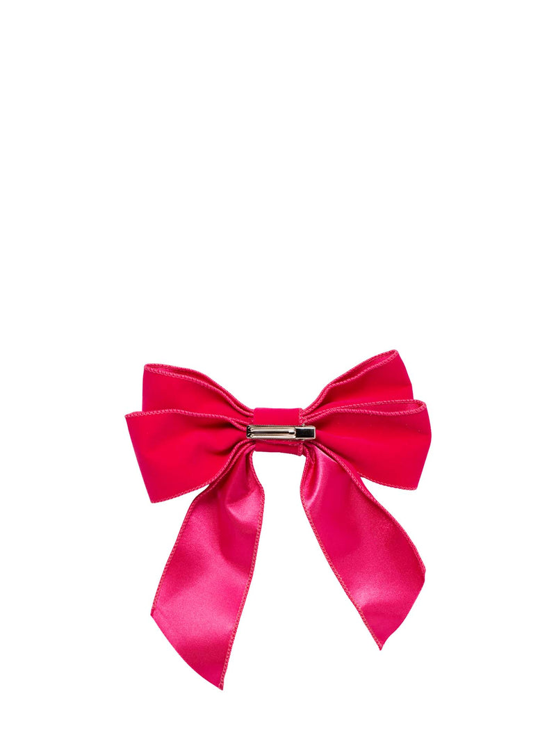 Velvet bows with clip set of 2, pink