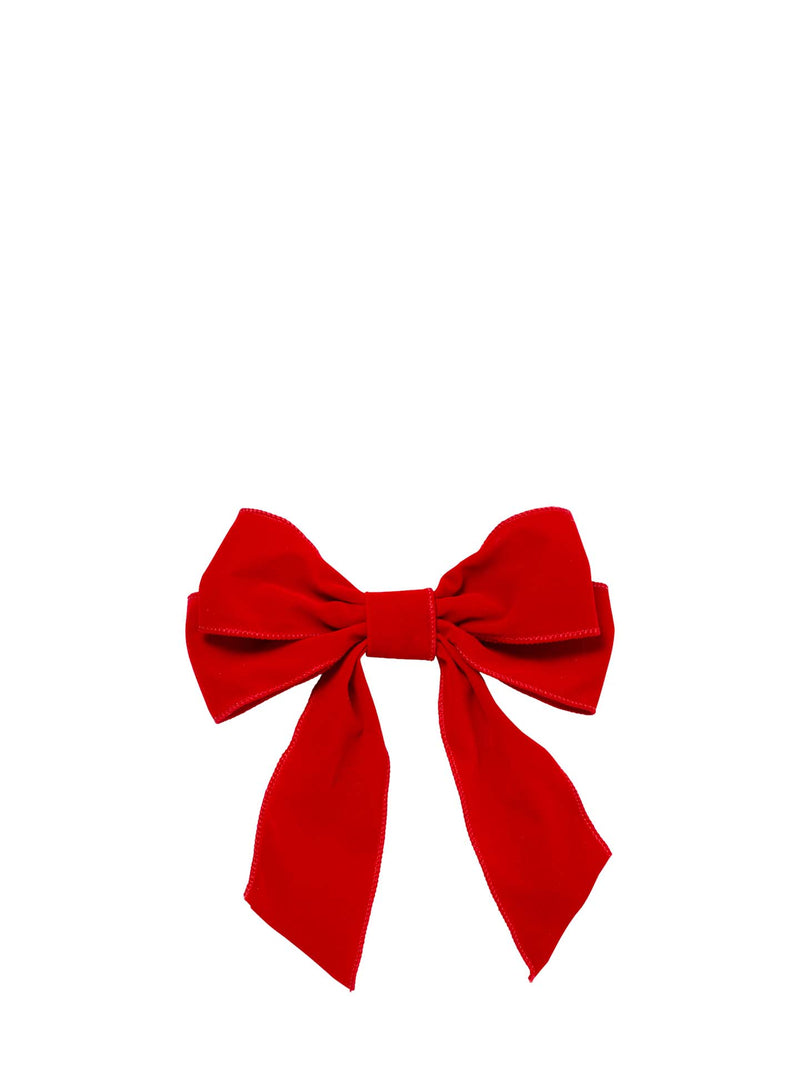 Velvet bows with clip set of 2, red