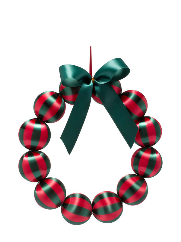 Bauble wreath, green and red