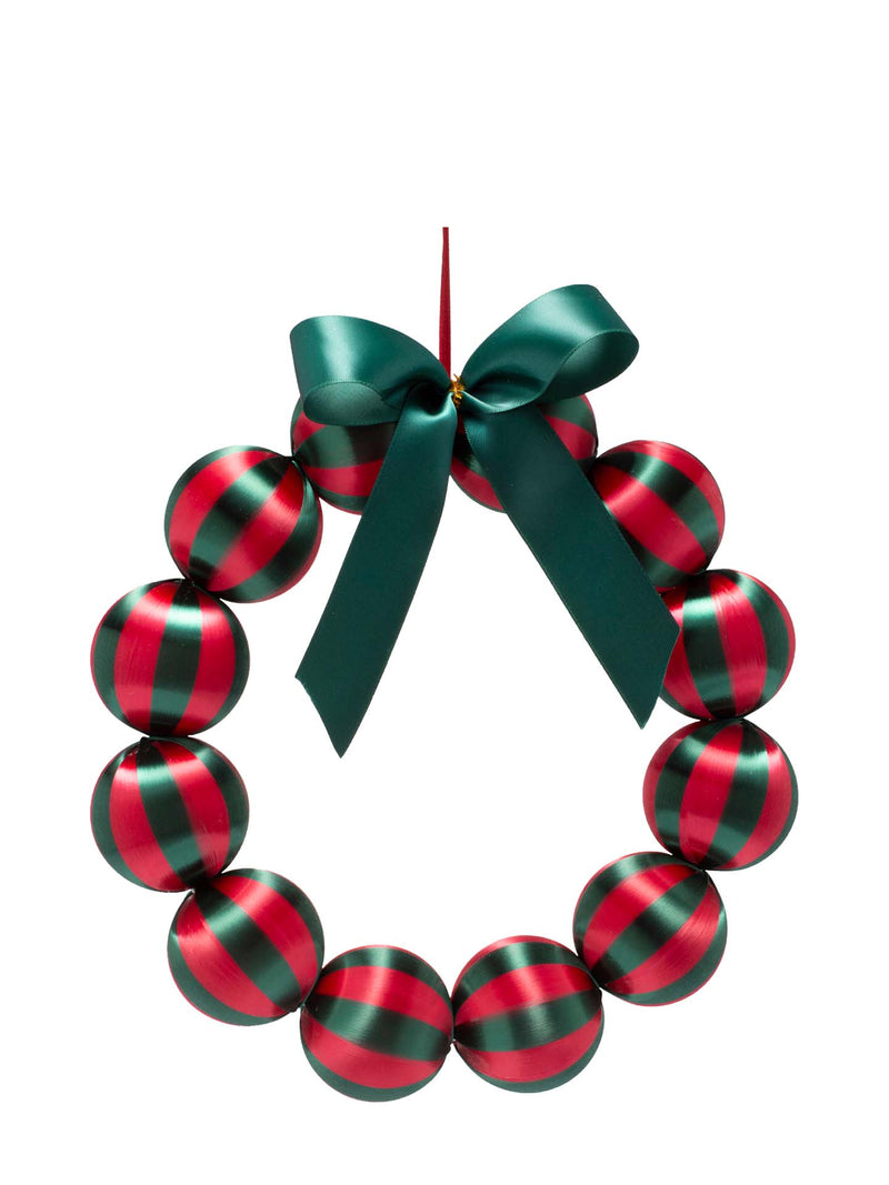 Bauble wreath, green and red