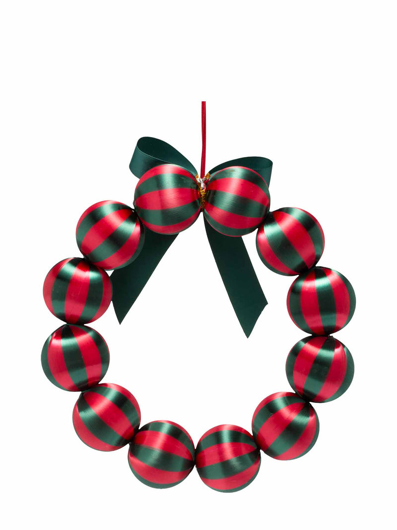 Bauble wreath, green and red
