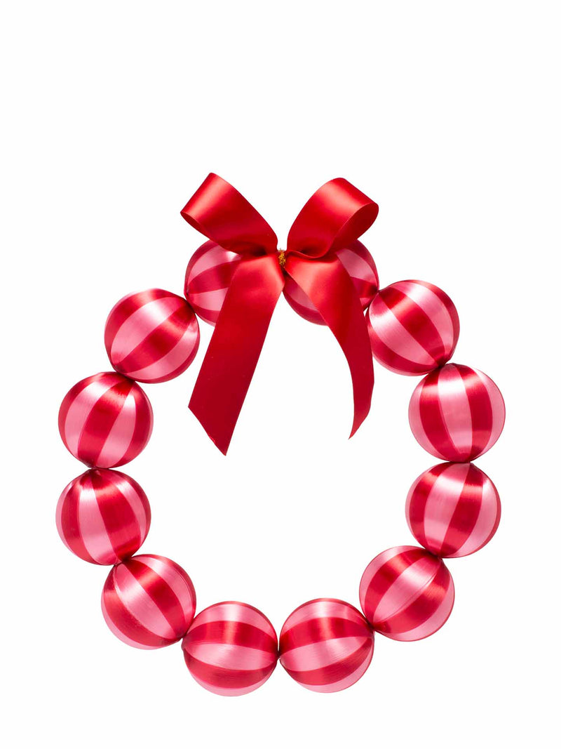 Bauble wreath, light pink and red