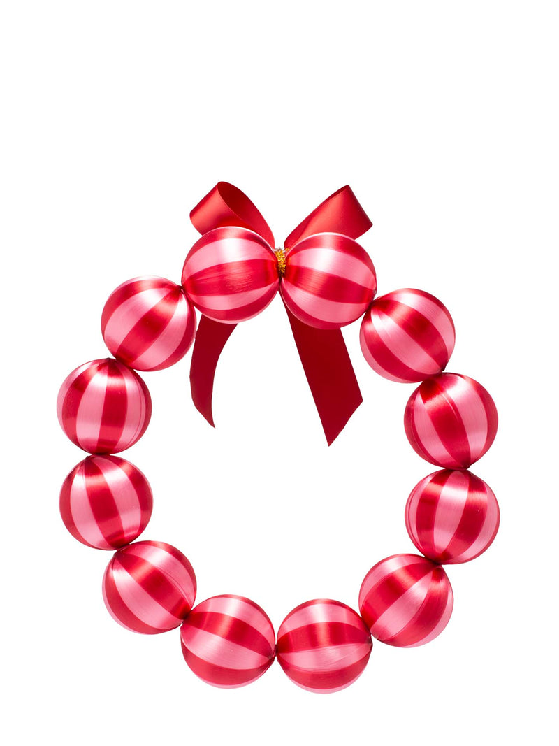Bauble wreath, light pink and red