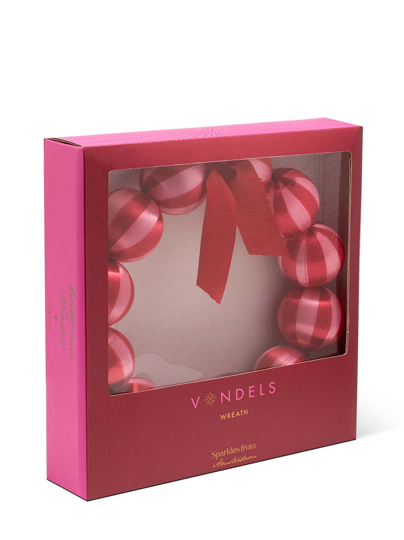 Bauble wreath, light pink and red