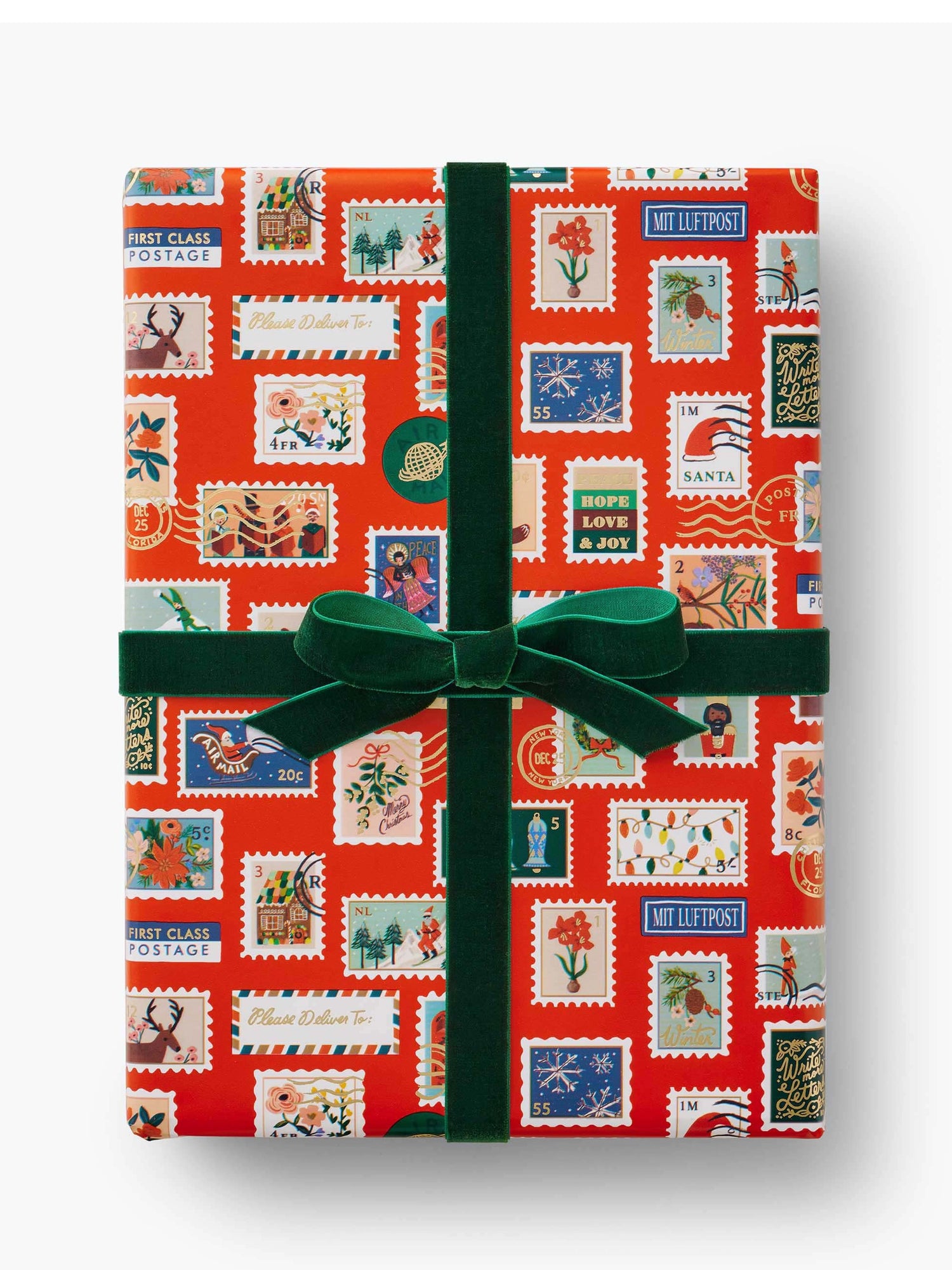 'Holiday Stamps' Gift wrap roll (2,44m), red