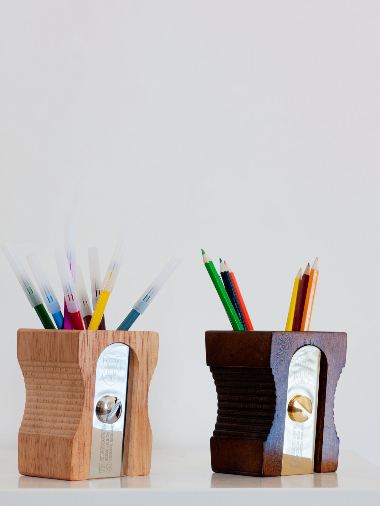 Sharpener pencil pot, dark wood