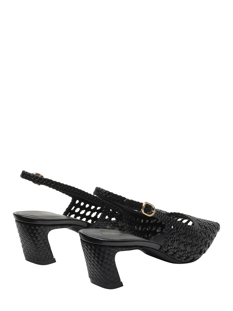 Stassi woven slingback (50mm), black