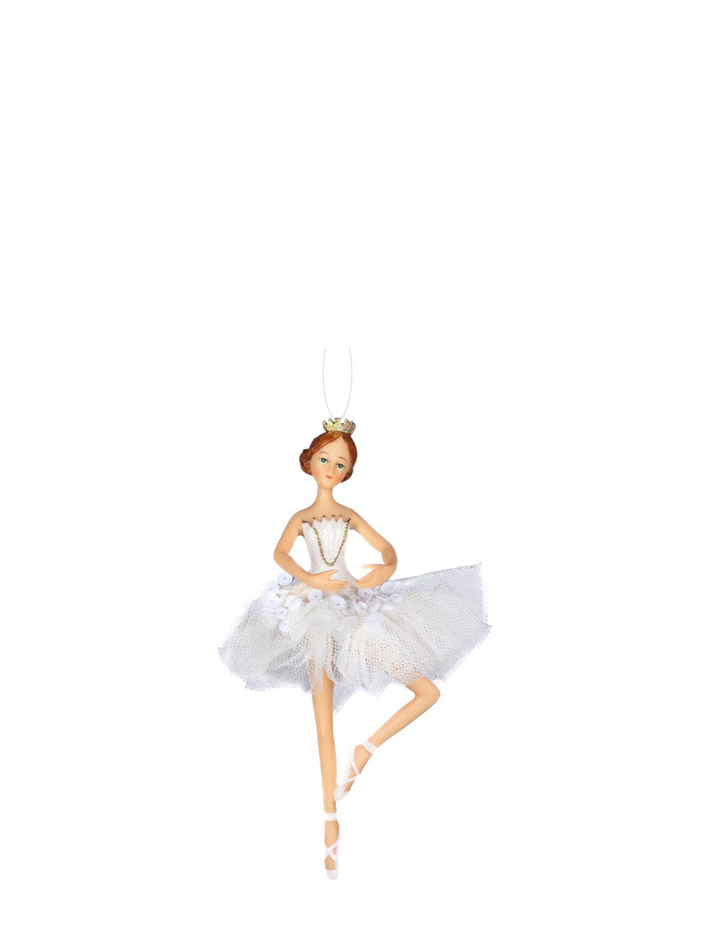 White tulle sequin ballerina ornament, pirouet