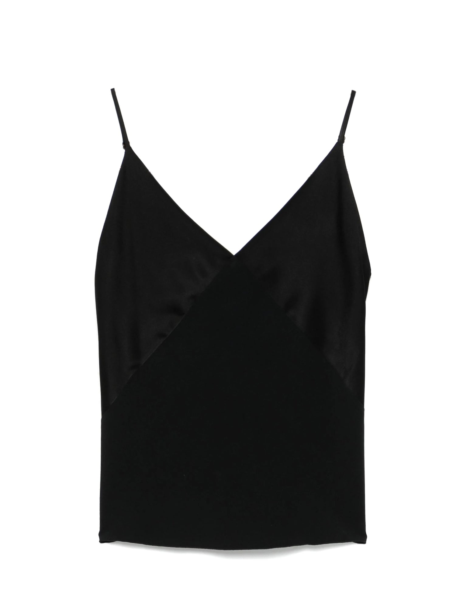 Shiny anvers satin strap top, black