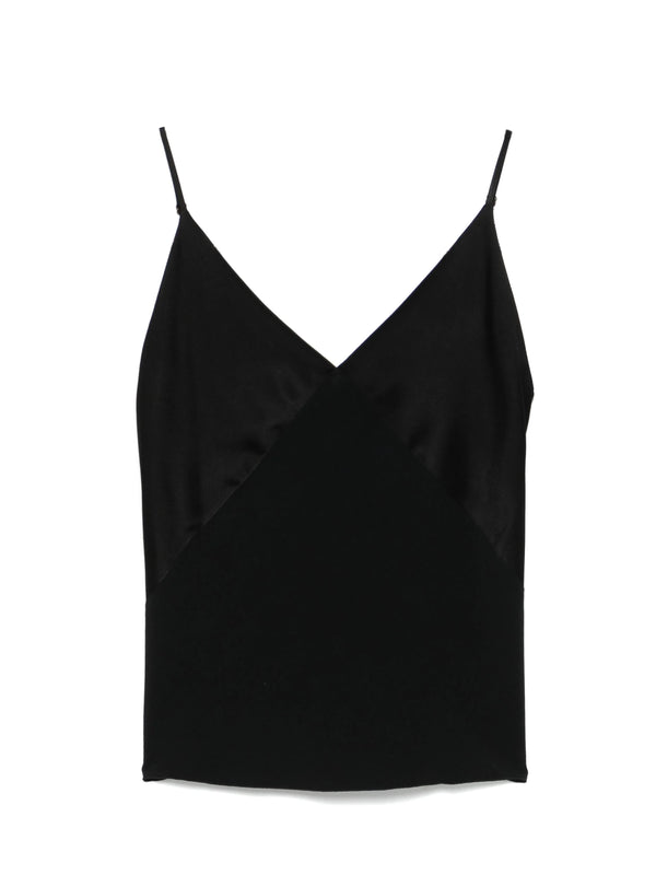 Shiny anvers satin strap top, black