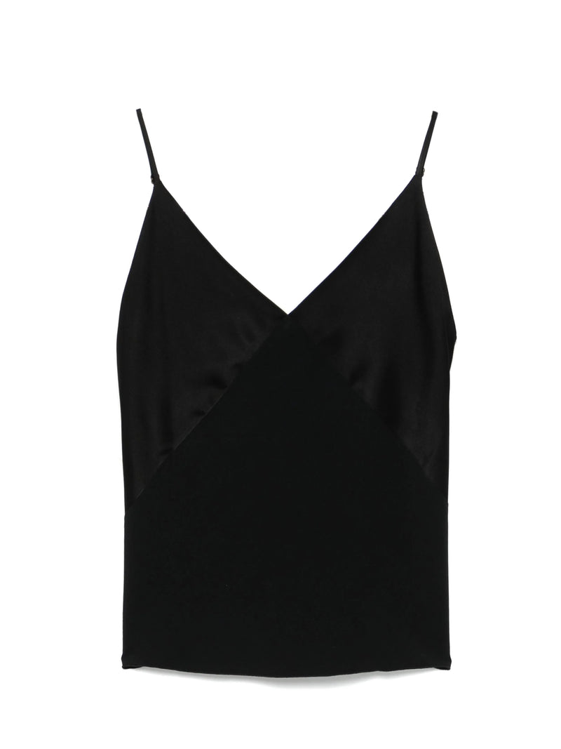 Black satin camisole on a white background