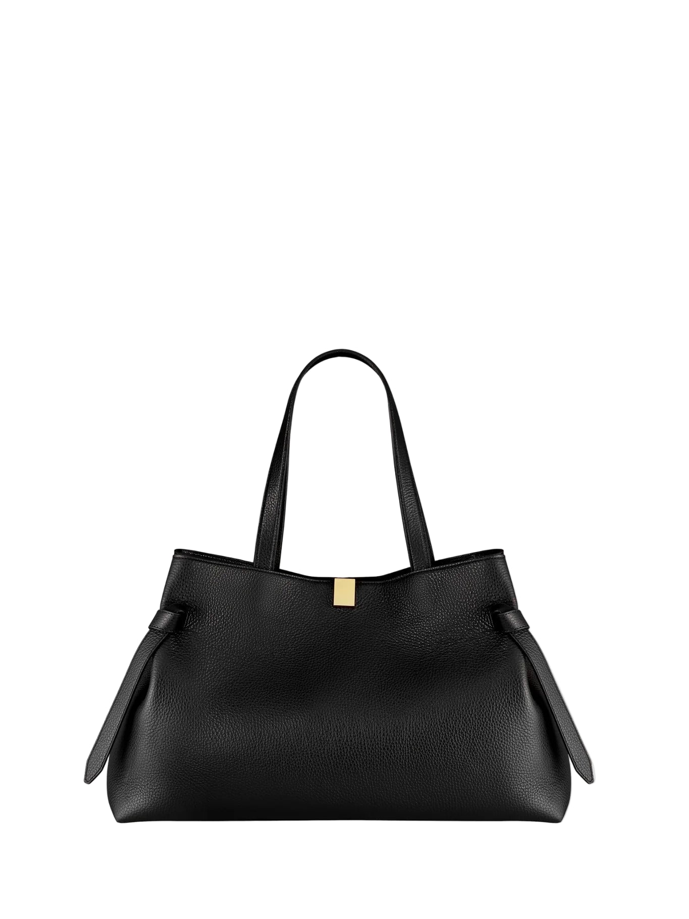 Womens' black handbag by Yuzefi on a light gray background