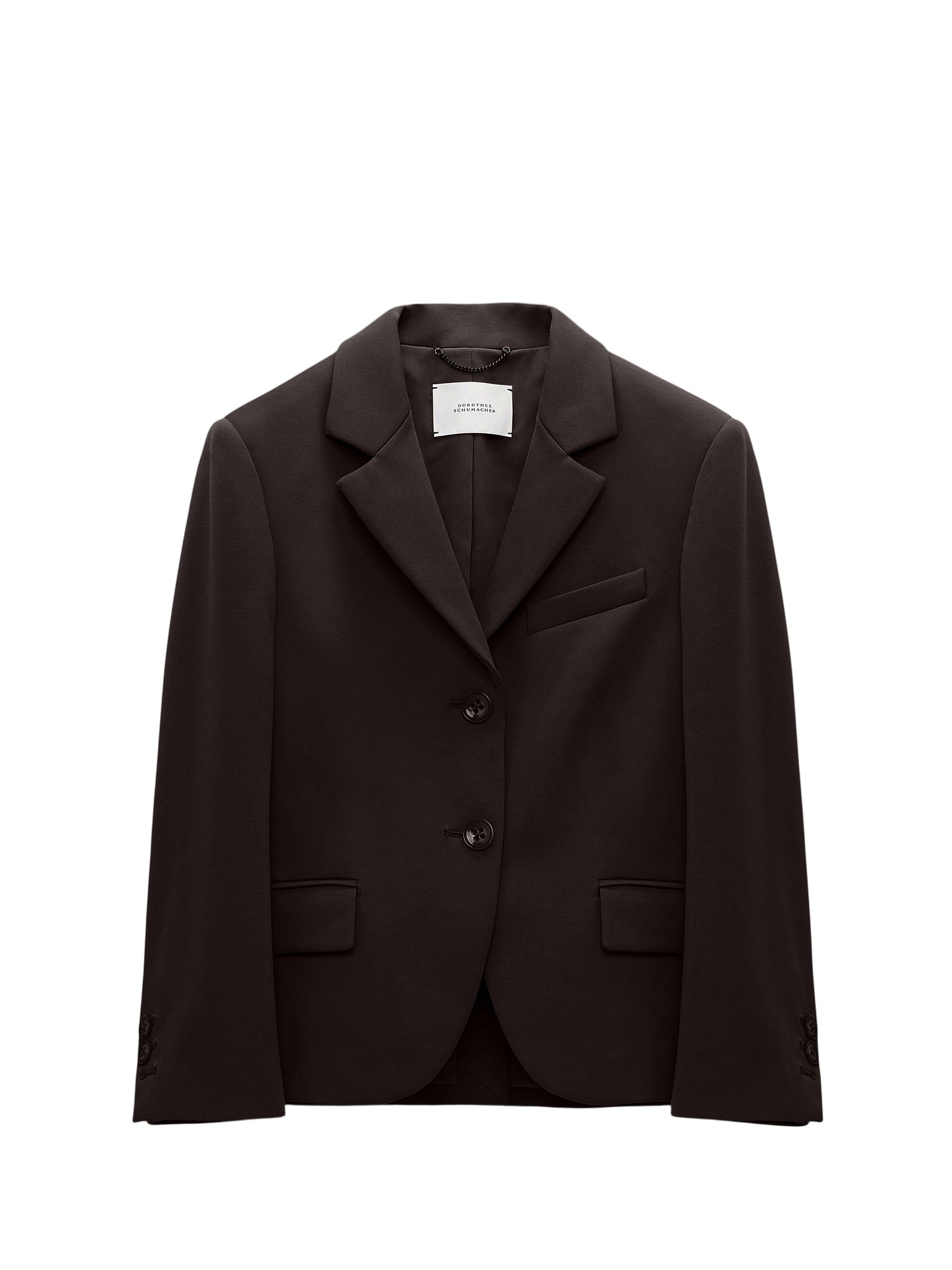 Dark brown cropped blazer on a white background