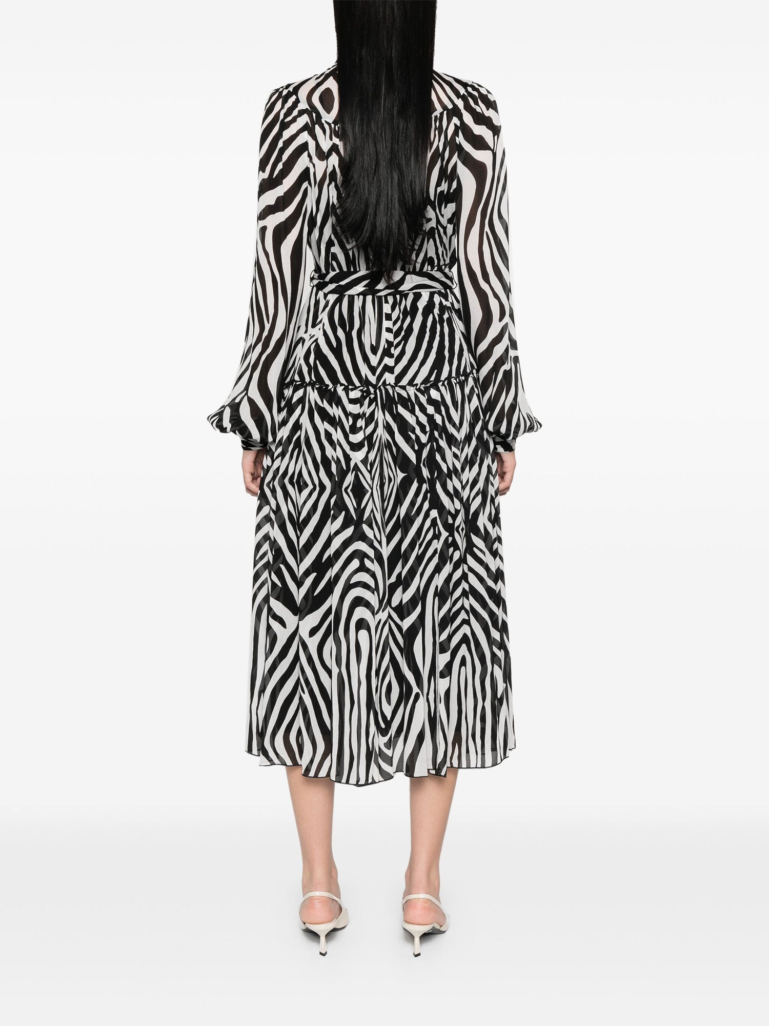 Kent viscose chiffon midi dress, zepra print