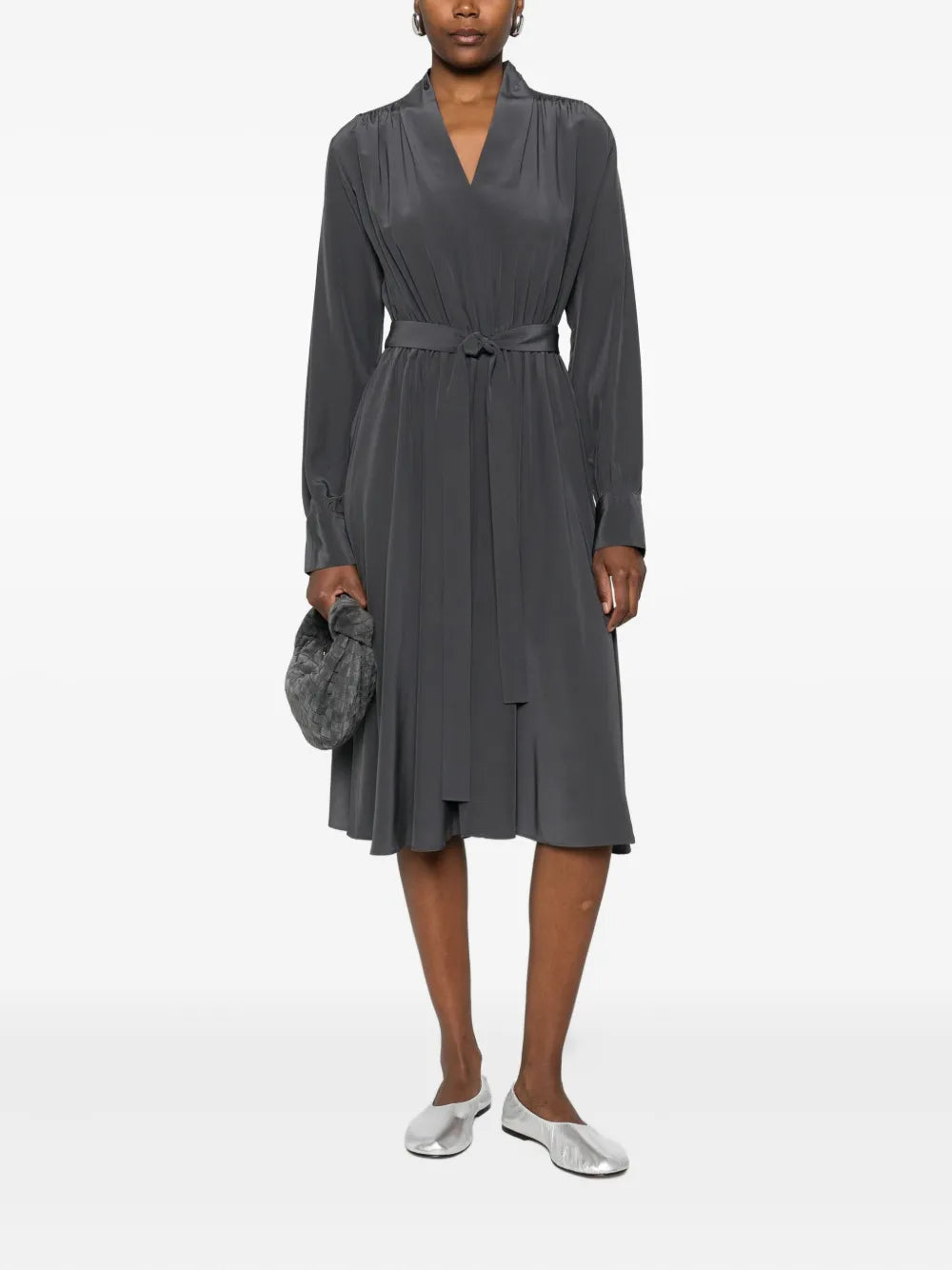 Severin silk crepe dress, smoke grey