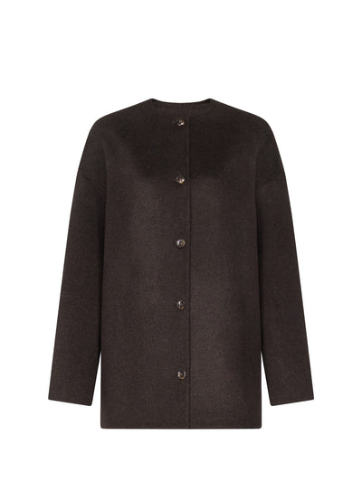 Dunne oval-shaped coat, brown melange