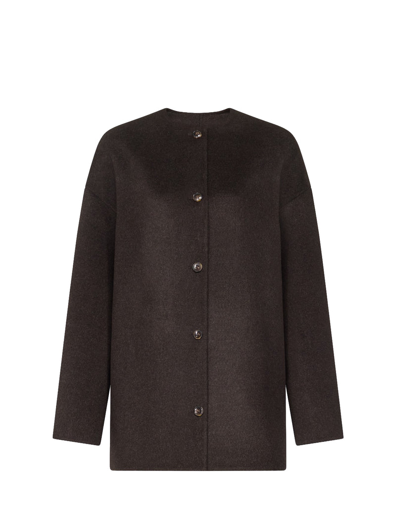 Dunne oval-shaped coat, brown melange