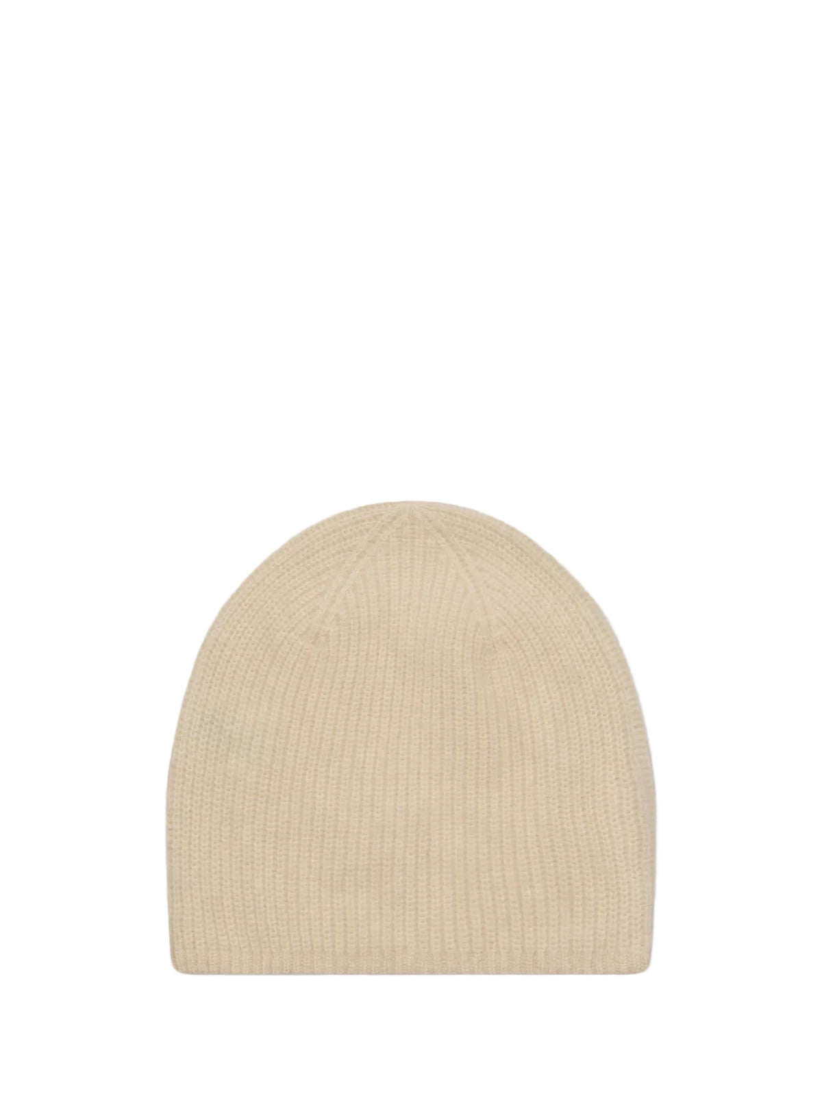 Ivory knit beanie on a white background