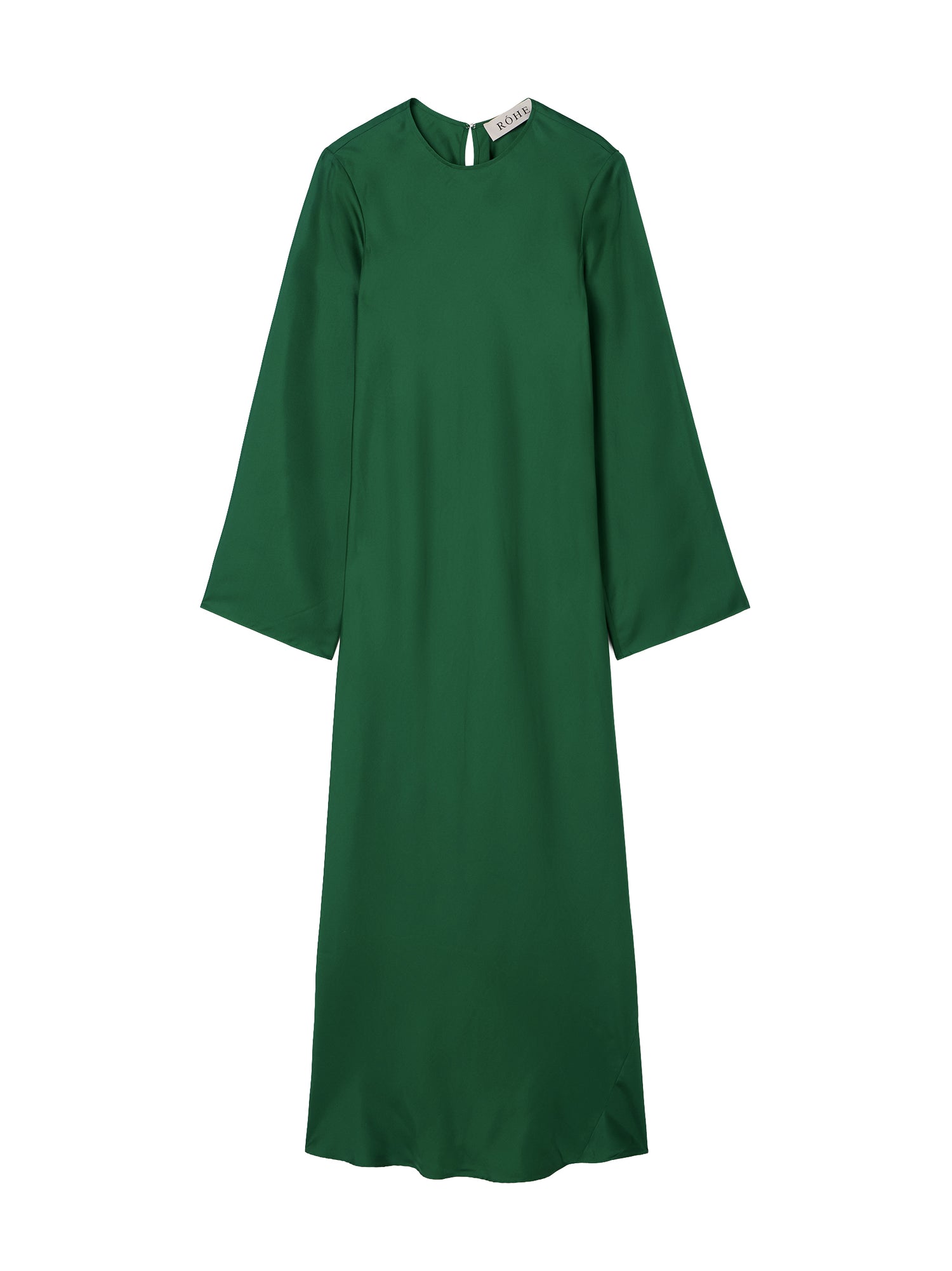 Fluid silk dress, emerald green