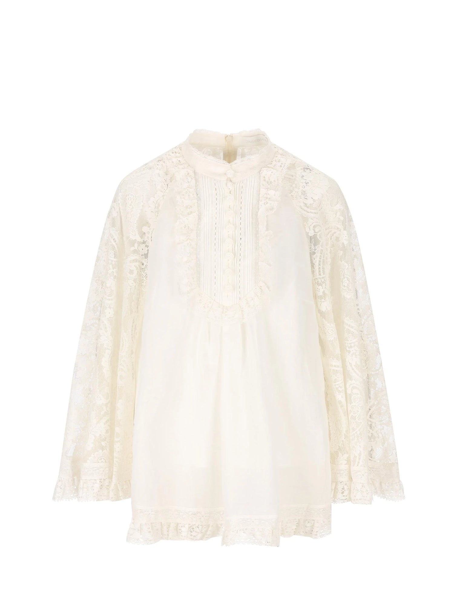 White lace blouse on a white background