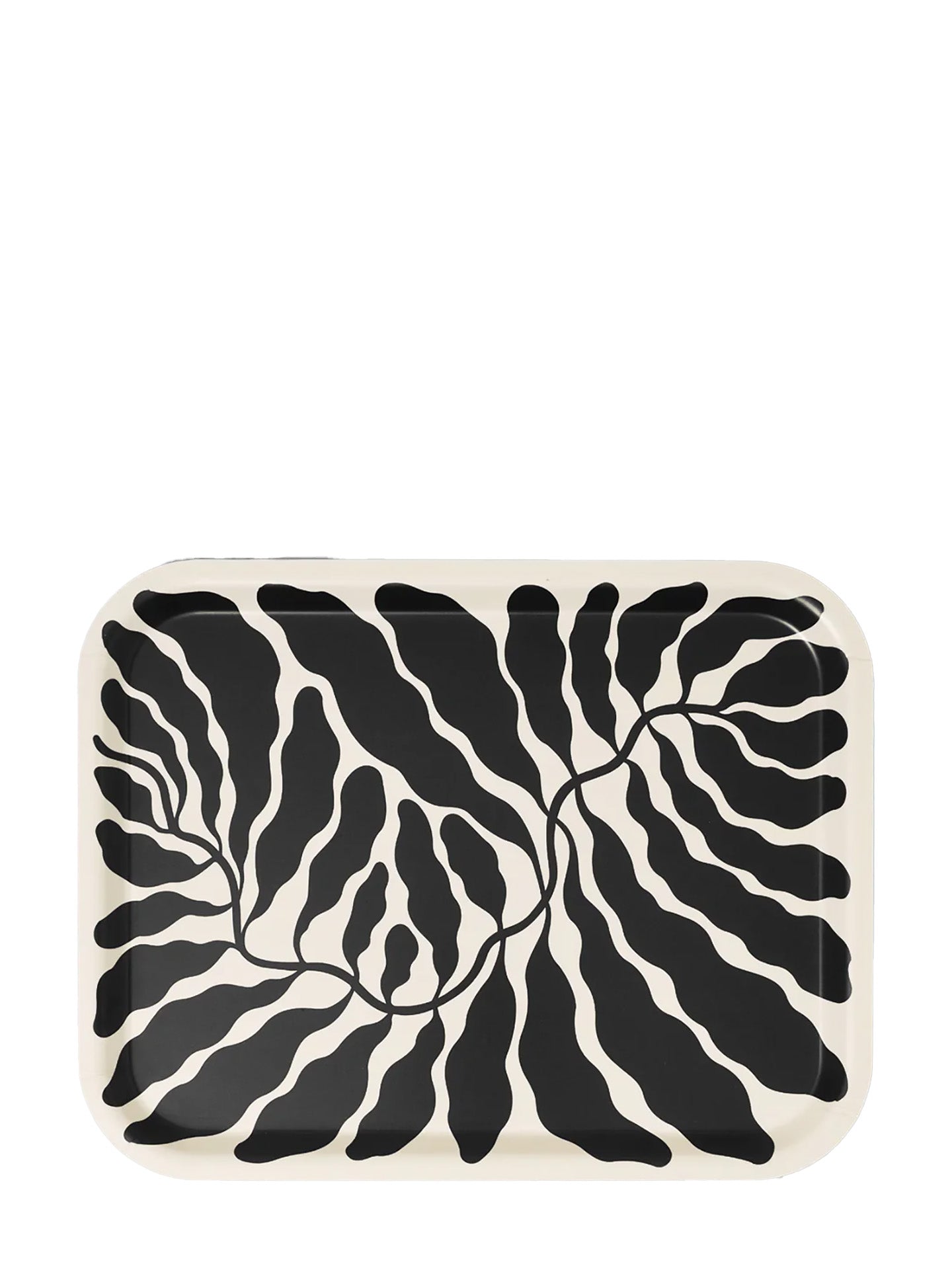 Leaves Charcoal Rectangle Serving Tray, Large