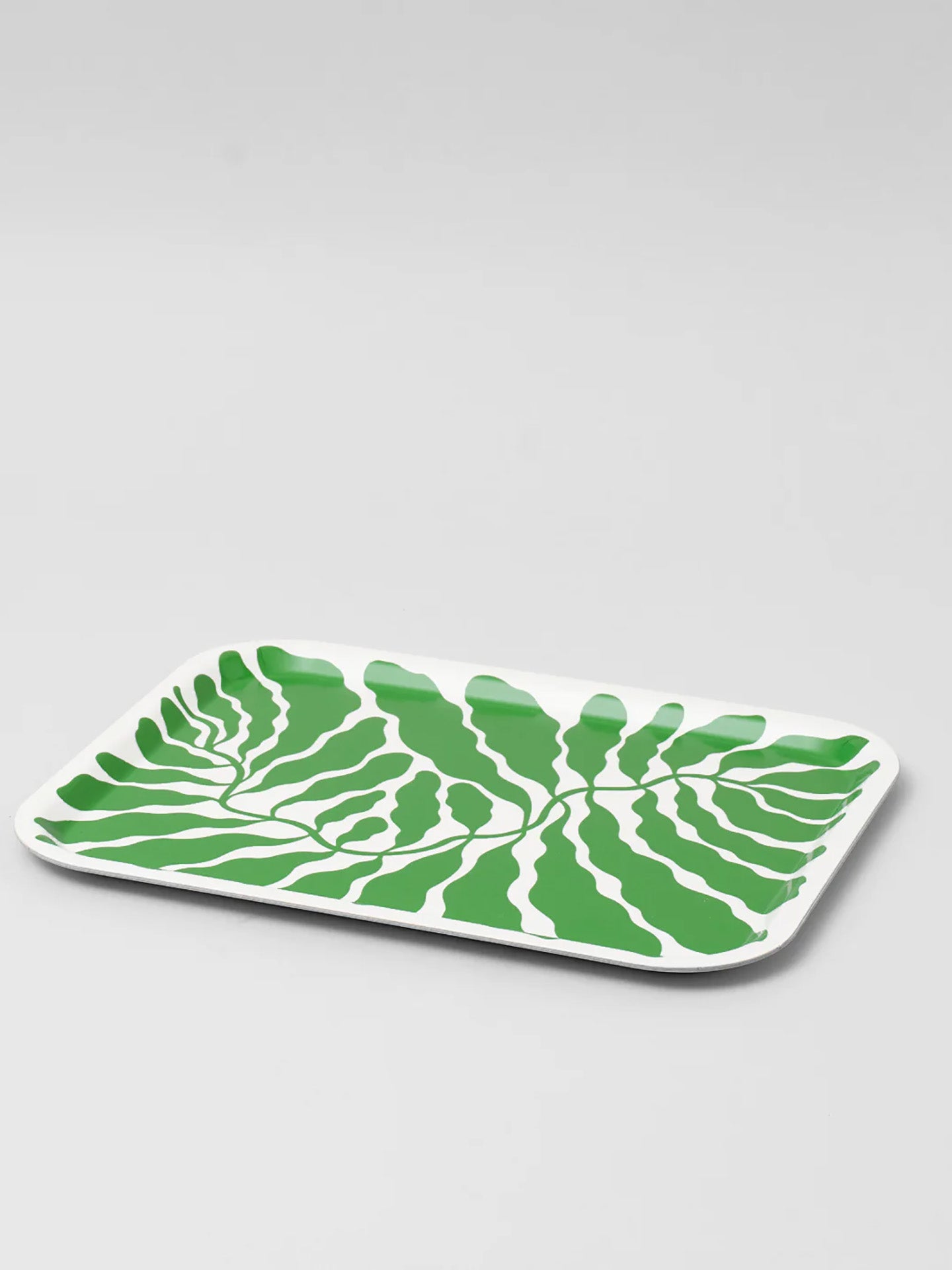 Leaves Spring Green Rectangle Serving Tray, Large
