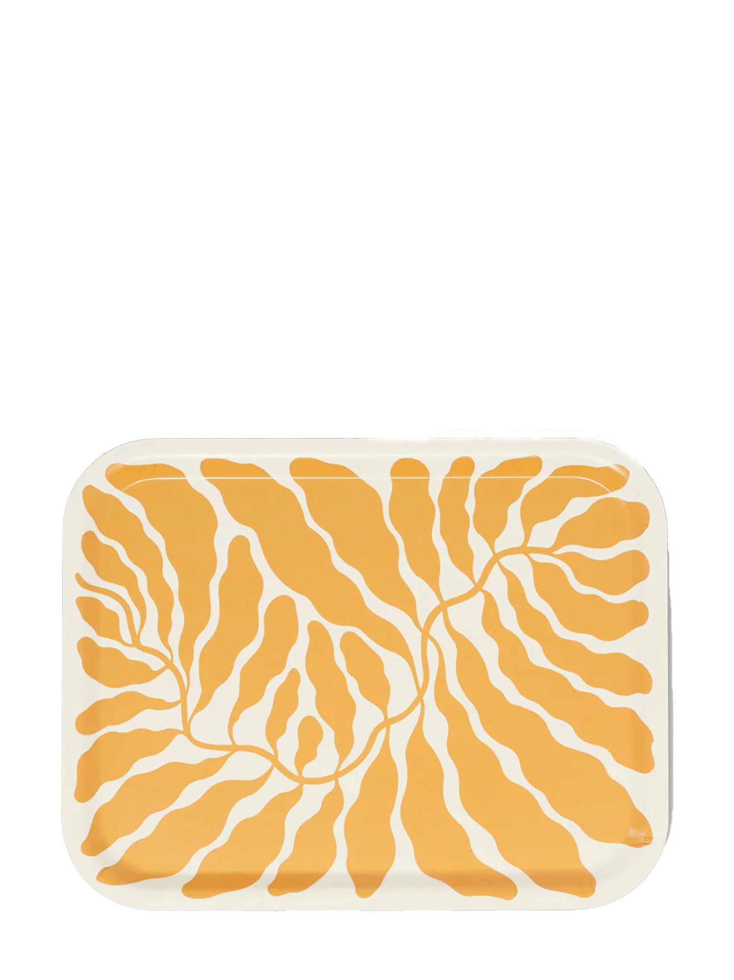 Leaves Yellow Rectangle Serving Tray, Large