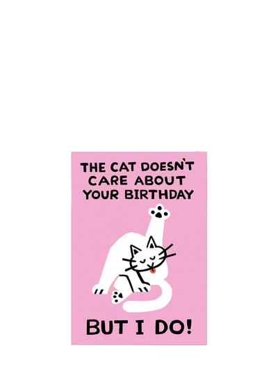 The cat doesn't care birthday card