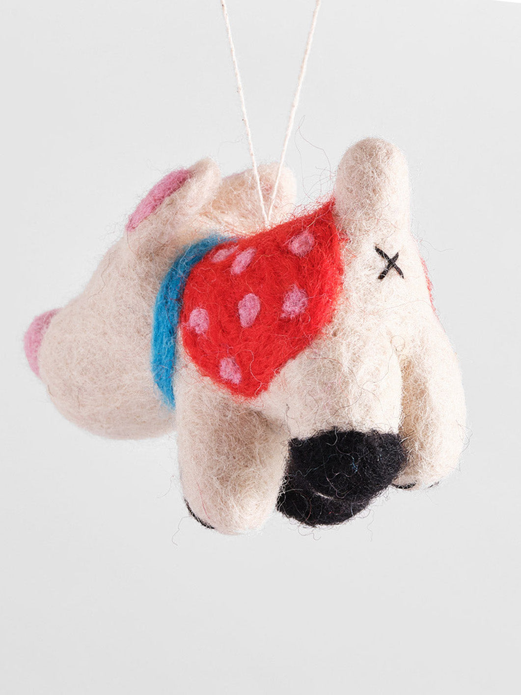 Luna, White Dog with Pink Nose felt ornament