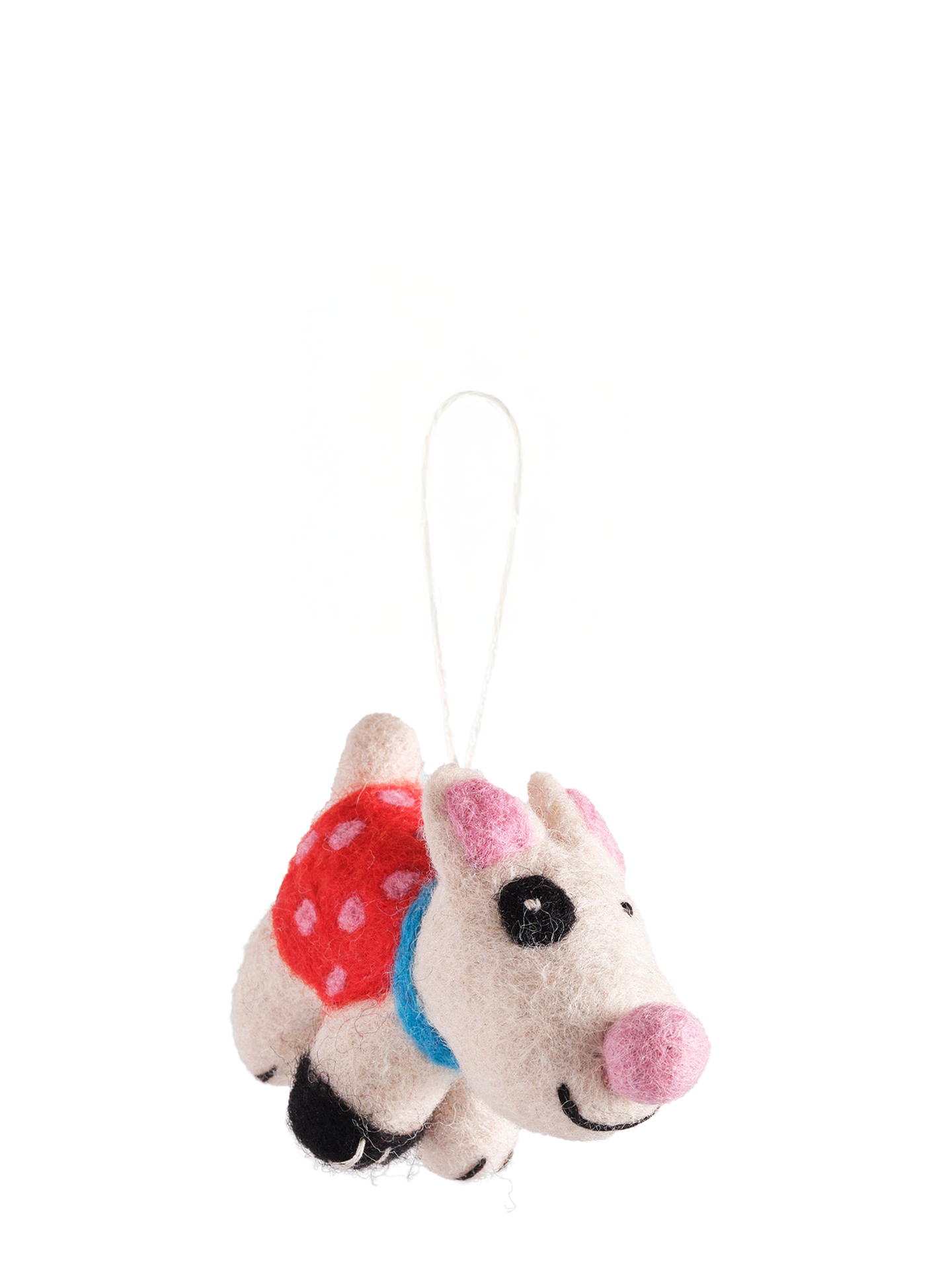 Luna, White Dog with Pink Nose felt ornament