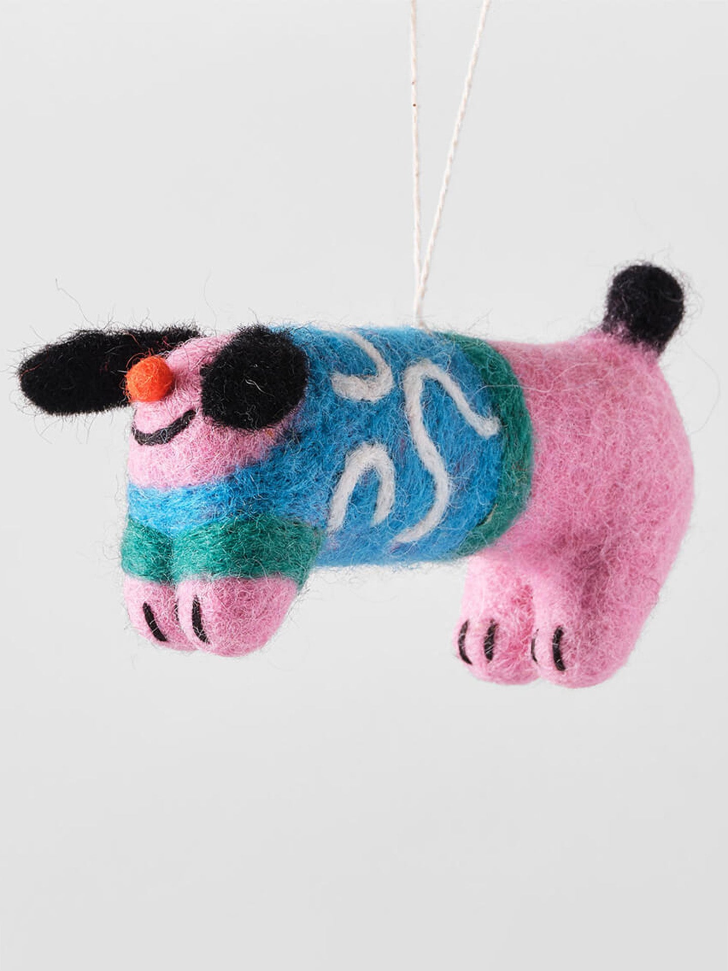 Stumpy, Dog with Abstract Jumper felt ornament