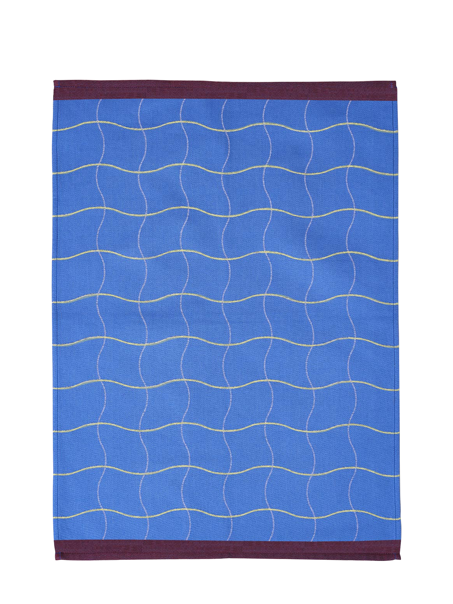 Wave grid tea towel, blue