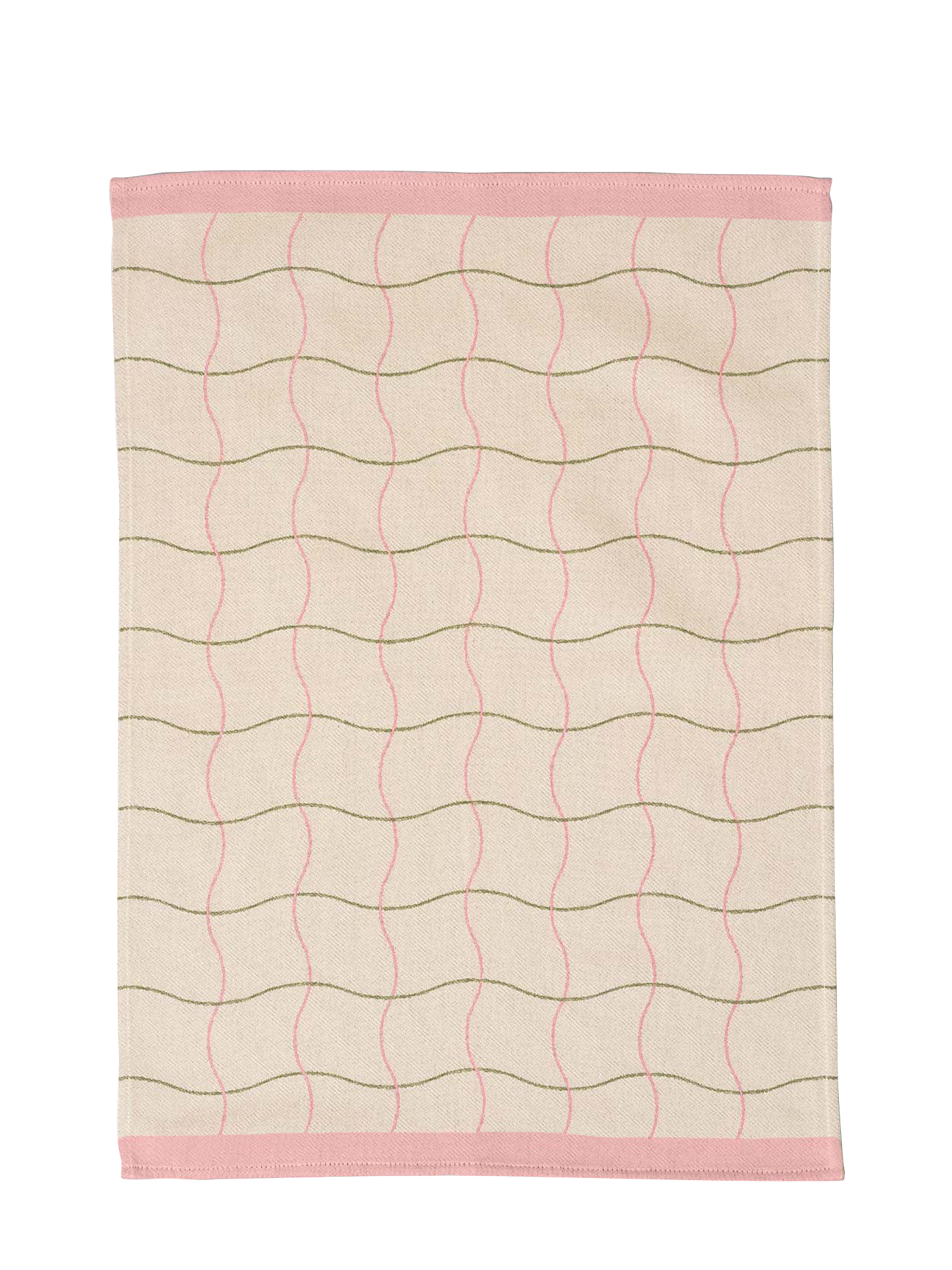 Wave grid tea towel, natural