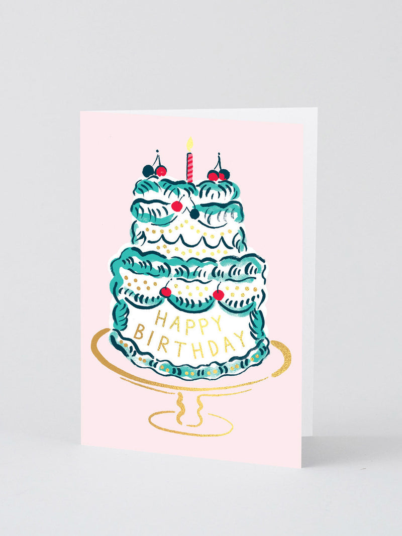 HB cake and candle, birthday card