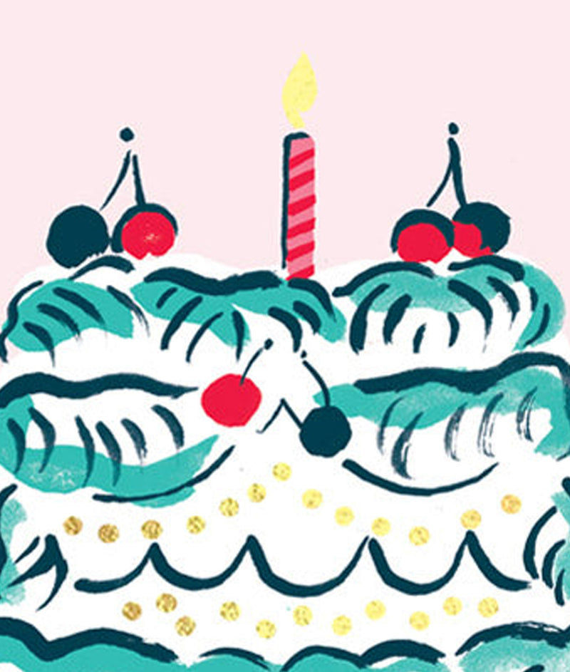 HB cake and candle, birthday card
