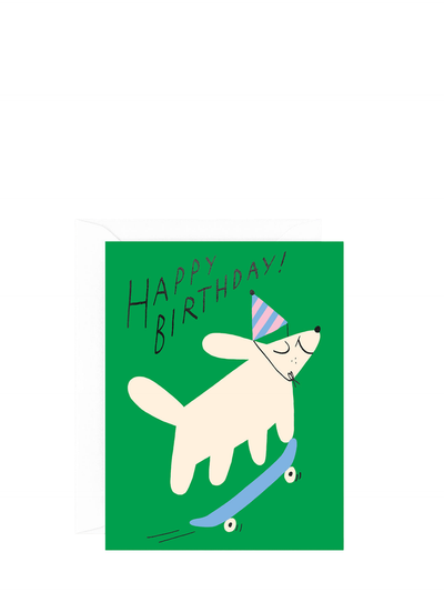 Happy skateboard doggie birthday card