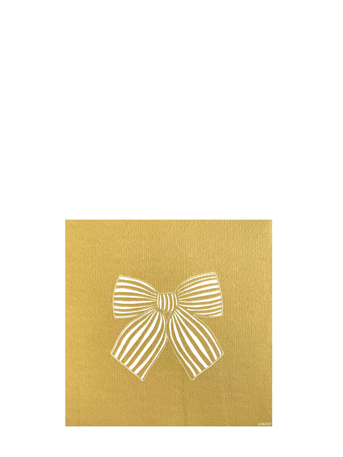 Bow dinner napkin, golden and white bow (40 x 40 cm)
