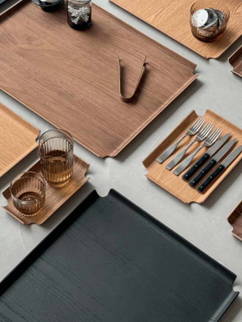 Anti-slip wooden tray, black (42x32cm)