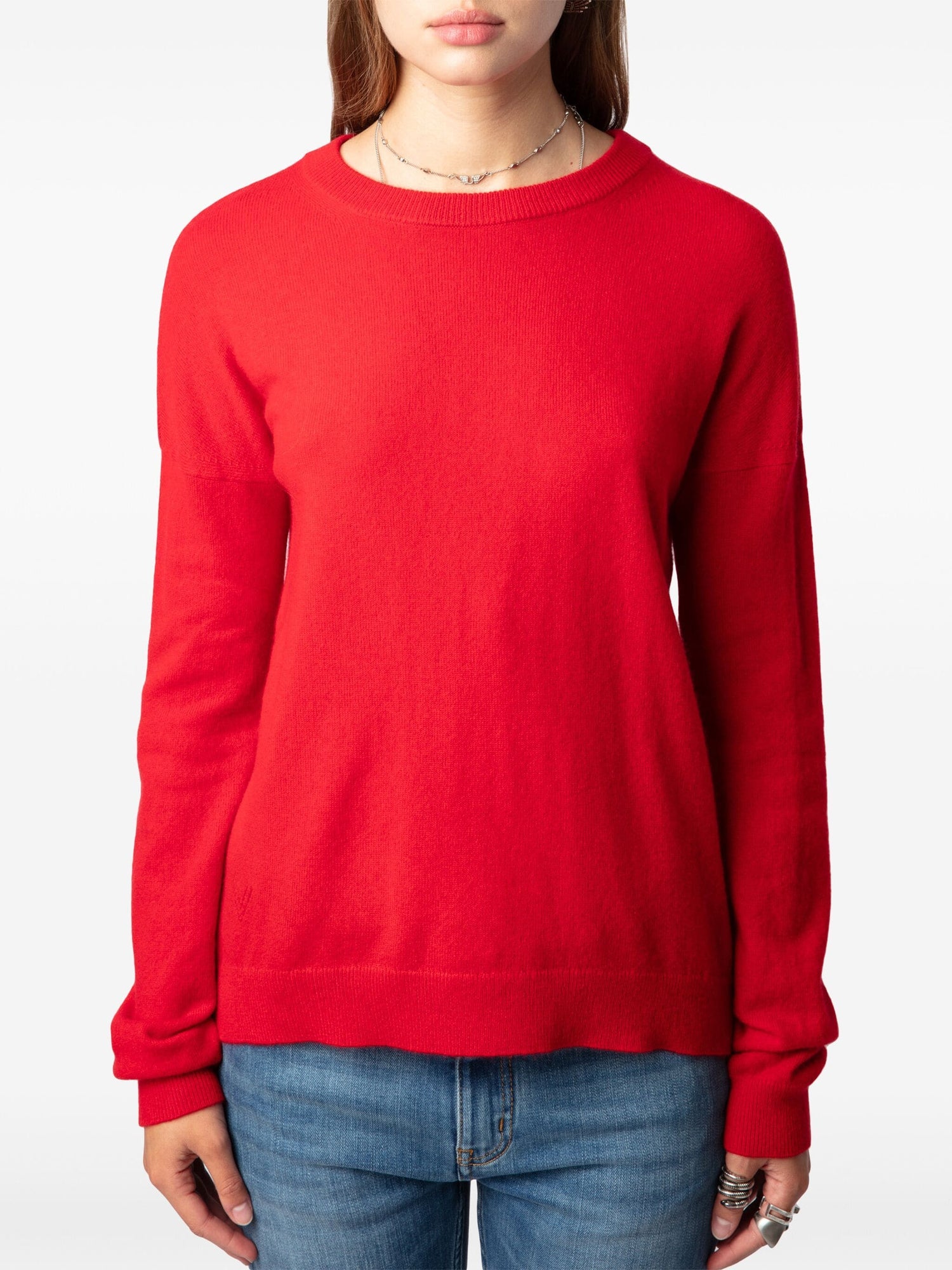 Cici Ws Patch Sweater, red