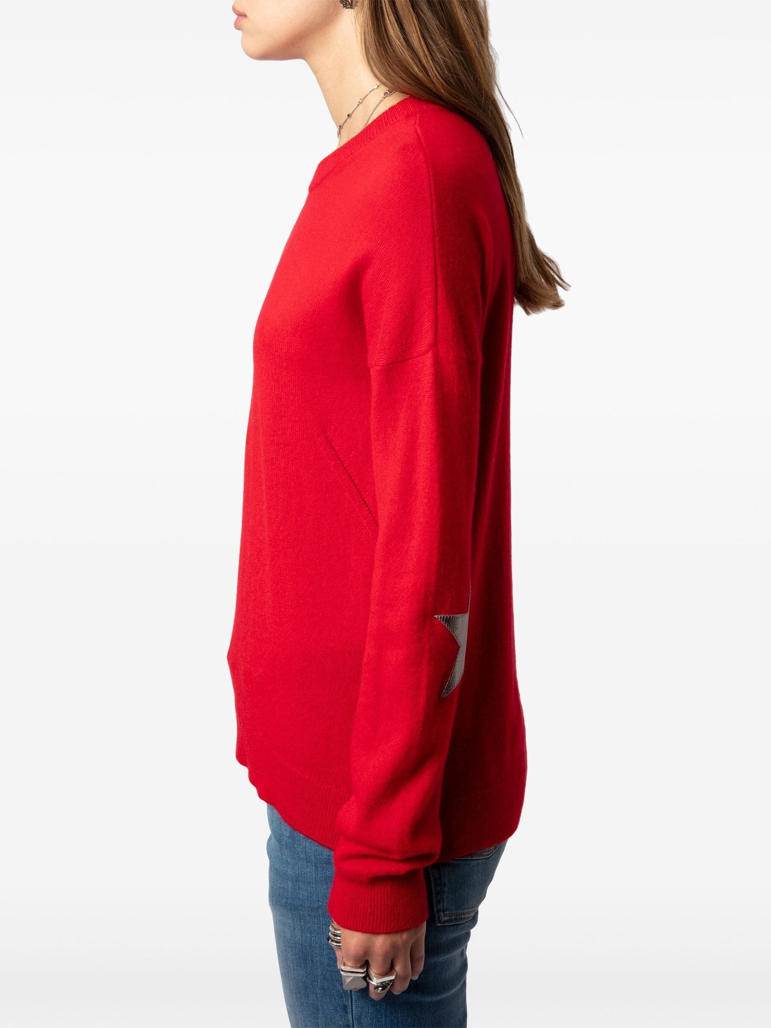 Cici Ws Patch Sweater, red