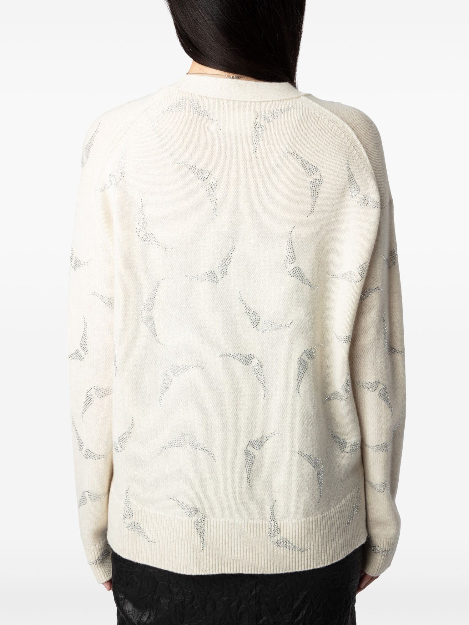 Mirka Ws Strass Wings Cashmere Cardigan, ivory