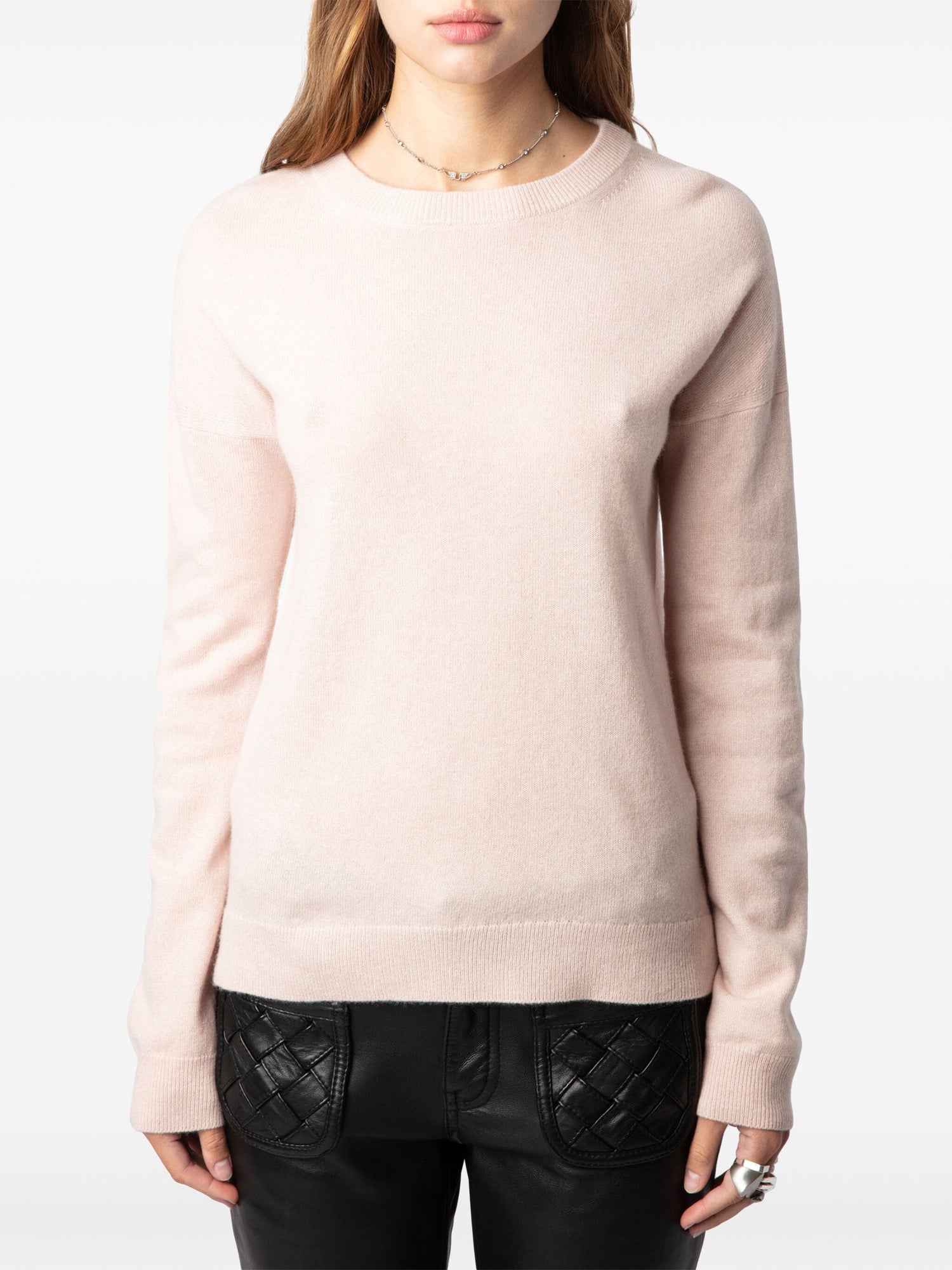 Cici Ws Brod Patch Cashmere Sweater, blush