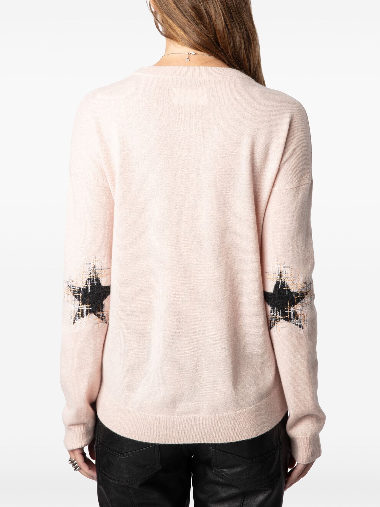 Cici elbow-patch cashmere jumper, blush