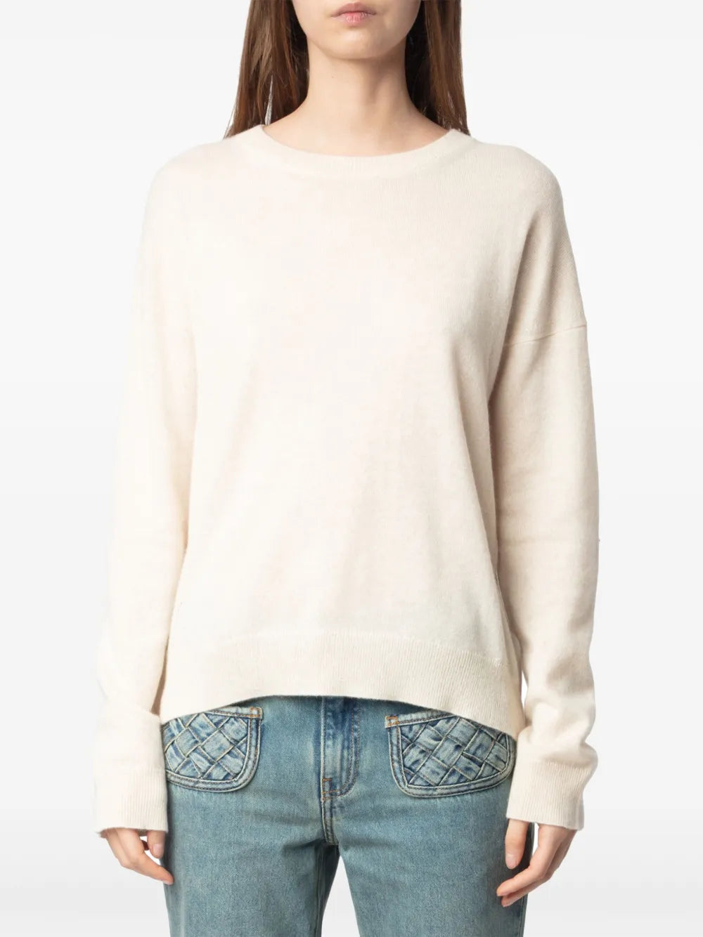 Cici elbow-patch cashmere jumper, ecru