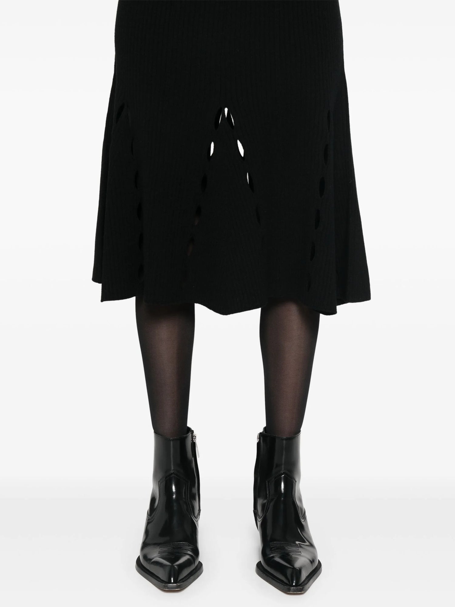 Ginza wool flared skirt, black