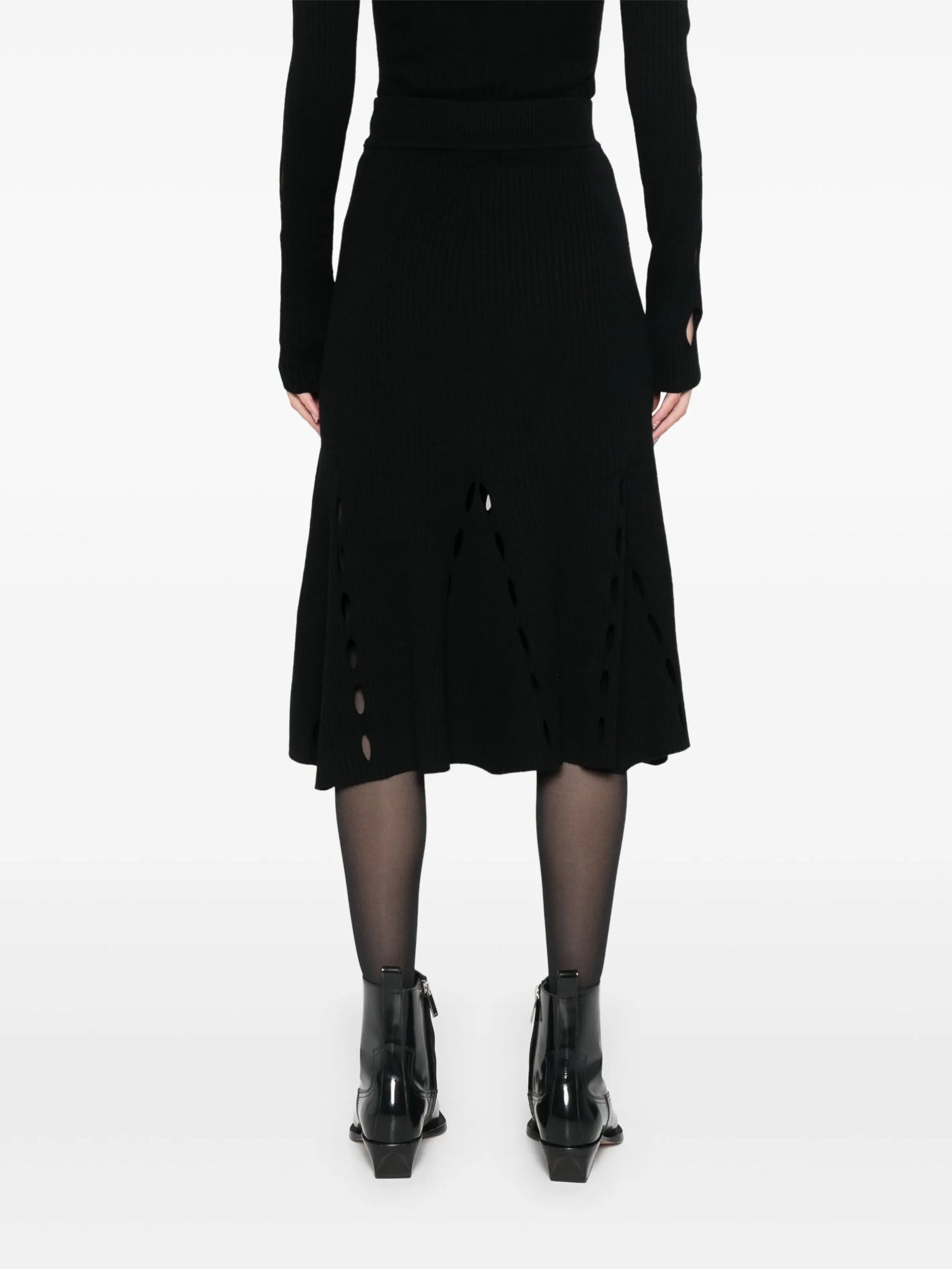 Ginza wool flared skirt, black