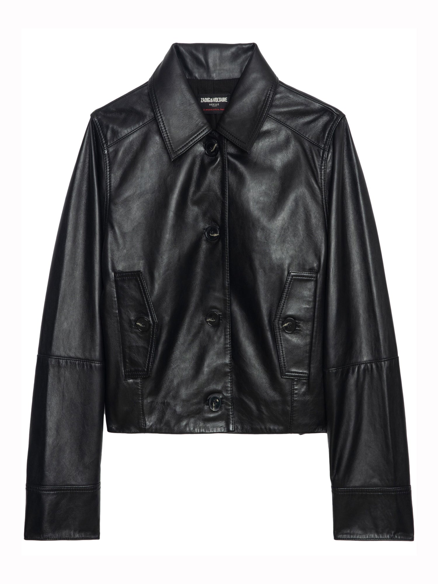 Liston cuir lisse leather jacket, black